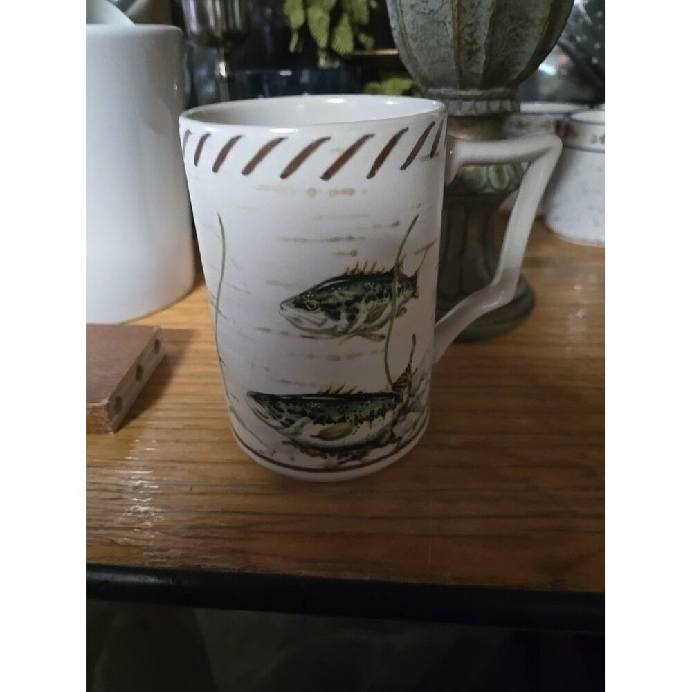 Lenox Riverwood Mug 5” Fish Trout Father’s Day Gift Stoneware